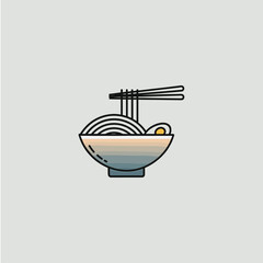 Ramen icon logo flat vector design