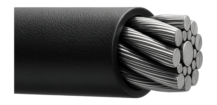 High-tensile steel wire rope with a parallel lay structure for elevator systems.