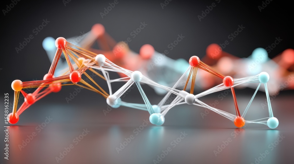 Poster abstract digital network with glowing nodes and connections