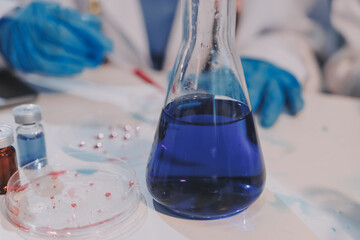 Modern Empty Science Laboratory With Microscopes, Test Tubes And Other Laboratory Equipments