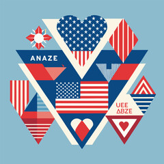 Obraz premium American flag heart vector: a patriotic symbol of freedom for the United States of America