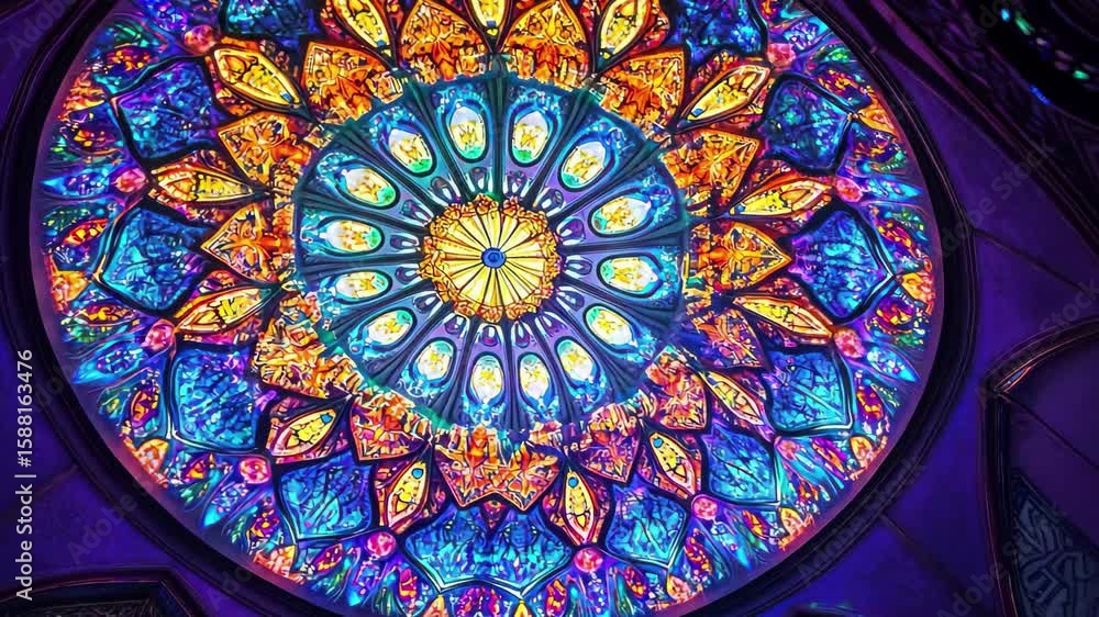 Poster vibrant led ceiling design with intricate patterns illuminating the space, led colorful ornamental c