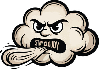 Obraz premium Angry cloud with text cartoon face
