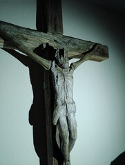 antique wooden Catholic crucifix, cross, Jesus Christ