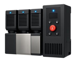 Multi-motor frequency drive with a shared power module and centralized control for conveyor systems in distribution centers