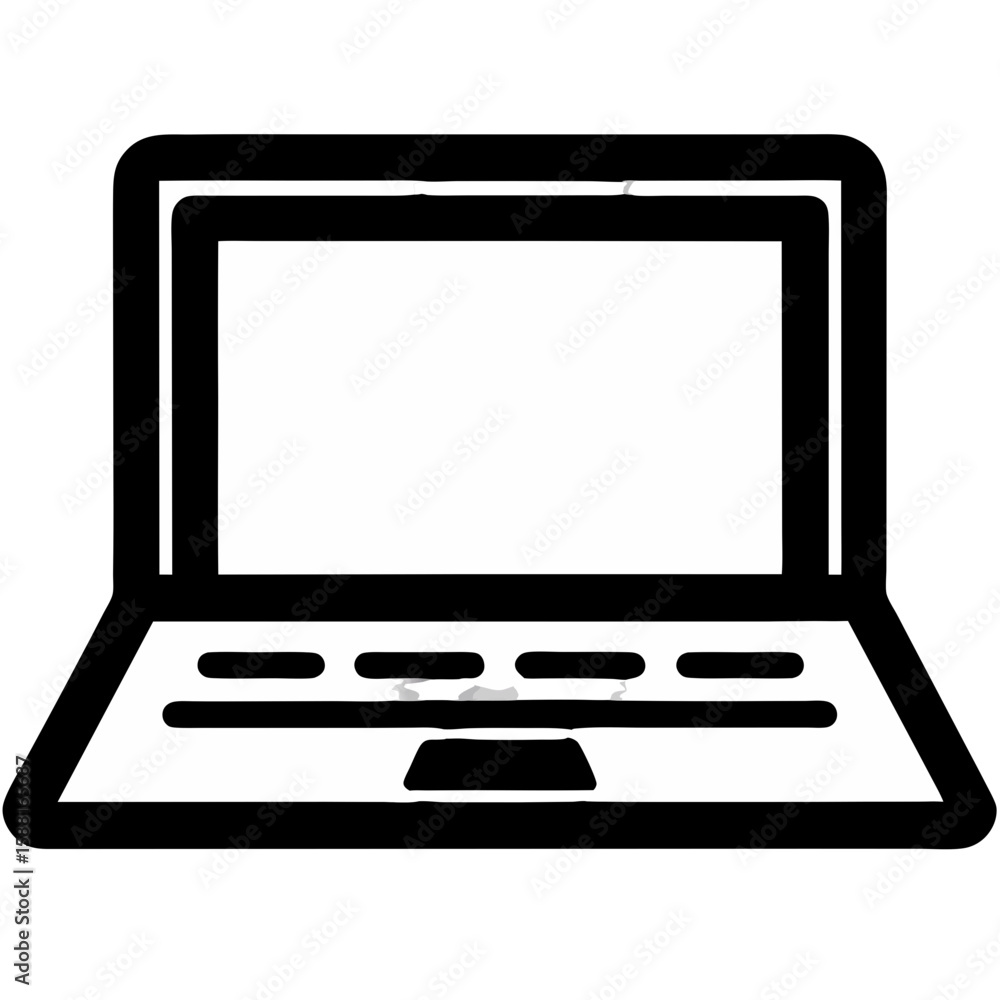 Poster laptop icon in simplistic design with blank screen