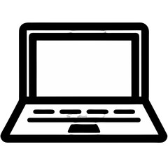 Laptop icon in simplistic design with blank screen  