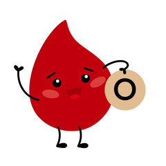 Cute Blood Drop Character with Blood Type O