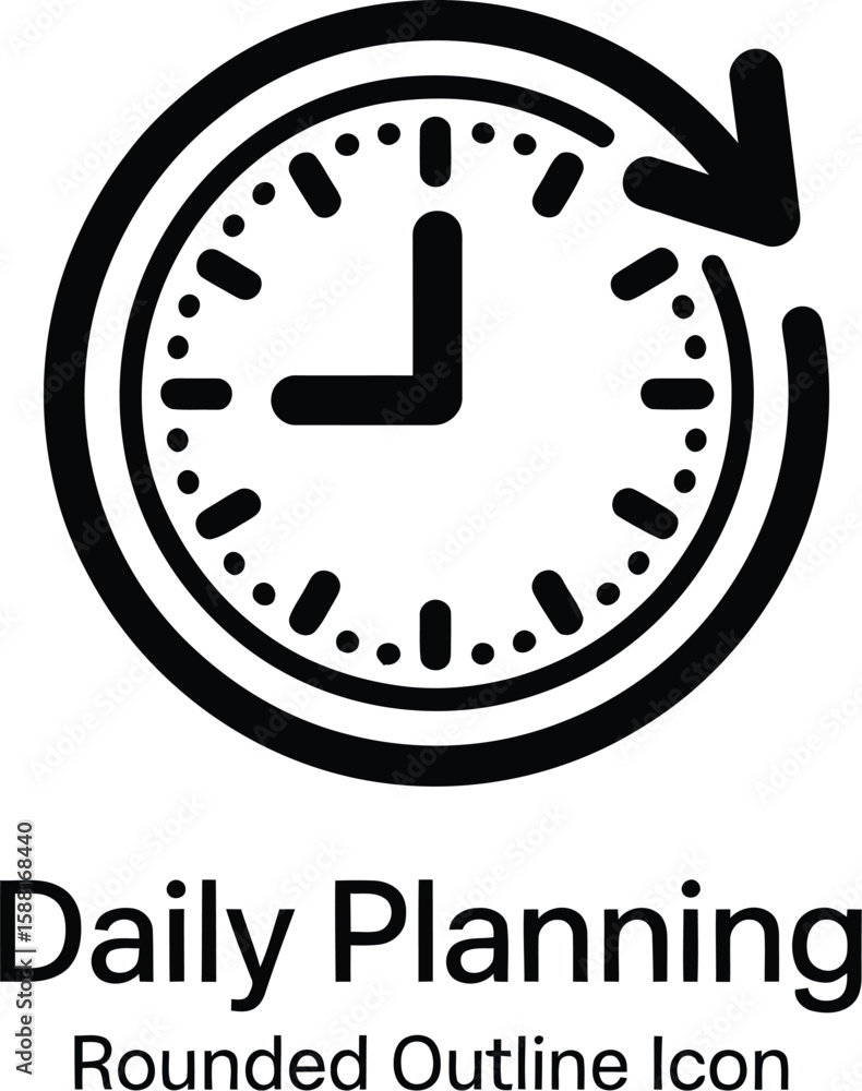 Poster a clock with an arrow circling it, representing time management and planning