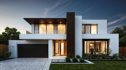 Modern house in the morning.