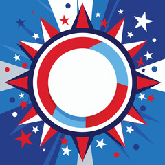 Obraz premium A patriotic Fourth of July illustration featuring the USA flag's red and blue stripes with stars, symbolizing American independence and celebration