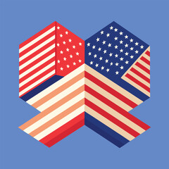 Fototapeta premium Red, white, and blue American flag with stars and stripes, a patriotic symbol of the USA