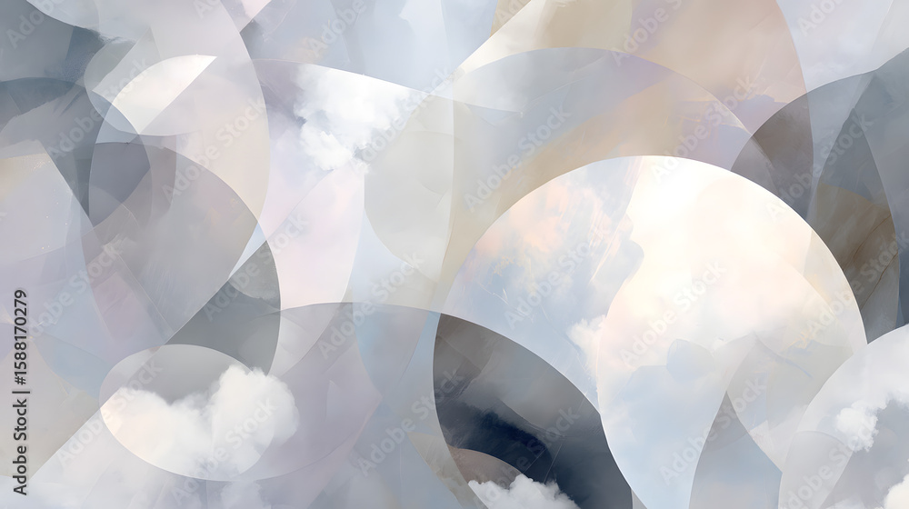 Poster abstract overlapping shapes: an artistic exploration of overlapping shapes and soft textures, evokin