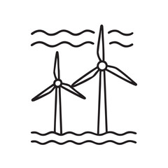 Offshore Wind Turbines Outline Icon Renewable Energy Source Sustainable Power Generation Clean Energy Technology