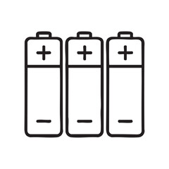 Three Batteries in a Row Black and White Line Art Style Energy and Power Concept