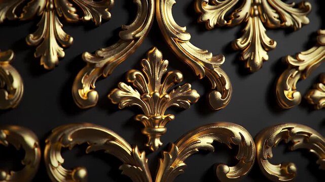 Gold and Black Ornate Floral Pattern Texture