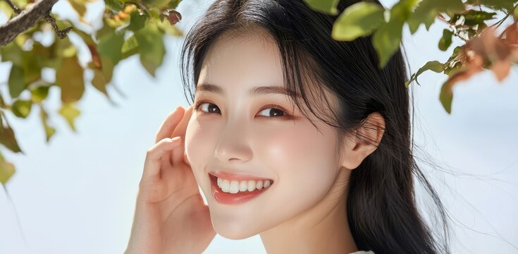 The charm of well-cared skin captured in a joyful expression.