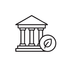 Green Banking and Sustainable Finance Icon of a Bank Building with a Leaf Symbol