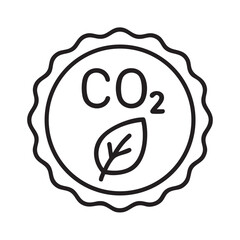CO2 Emission Reduction Icon with Leaf Symbolizing Green Initiatives and Environmental Sustainability Efforts