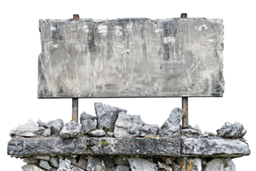 grey cement beton signpost background isolated on white or transparent png