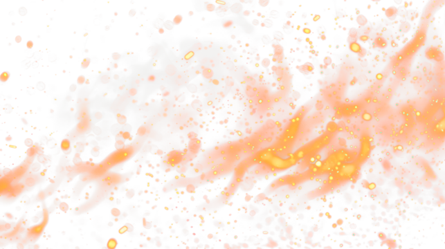 flying glowing fire particles isolated on white or transparent png