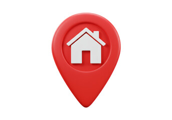 Isolated Red Location Pointer with House Symbol