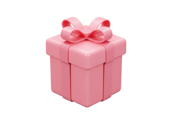 Isolated Pastel Pink Gift Box with Bow for Delicate Presents