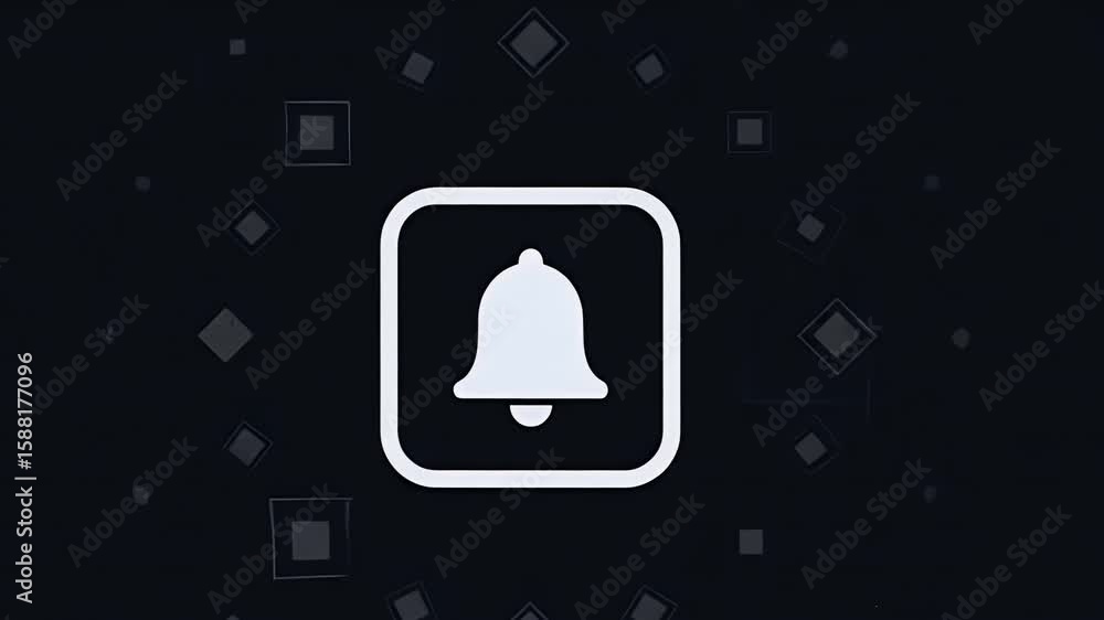 Poster animated notification bell icon dark background abstract geometric shapes modern u i u x design elem