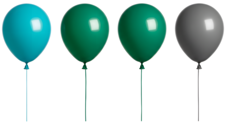 A vibrant display of four colorful balloons in various shades, set against a clean background, perfect for celebration themes