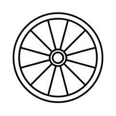 black and white wagon wheel vector illustration