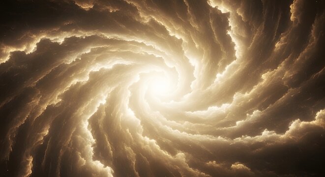 Golden Swirling Light Vortex: A Radiant Cloud Tunnel of Divine Energy and Spiritual Awakening, Symbolizing Hope, Enlightenment, and Infinite Possibilities