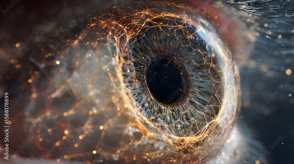 Poster cosmic eye: a mesmerizing close-up of an eye, seemingly imbued with the vastness of space, features 