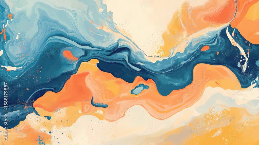 Poster vibrant, fluid colors blend together in a swirling pattern with texture and depth.
