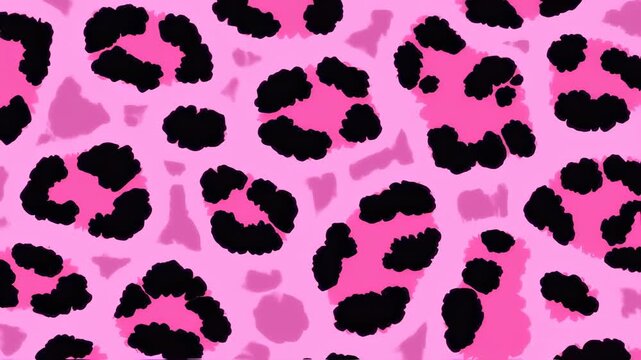 Vibrant pink backdrop featuring a bold black leopard print pattern for fashion design