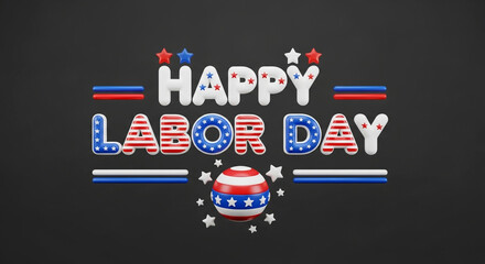 Happy labor day text with american flag elements