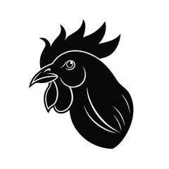 black rooster head silhouette vector illustration