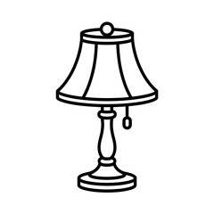 A beautiful line drawing of a table lamp illustration vector