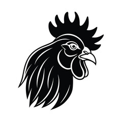 black rooster head silhouette vector illustration