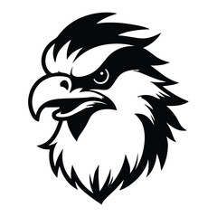 Hawk Head Logo Line Art Vector Illustration	