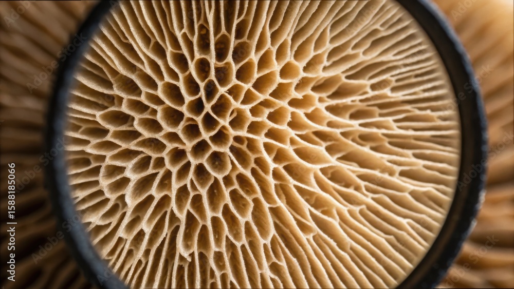 Aufkleber detailed macro view of textured mushroom surface in natural setting
