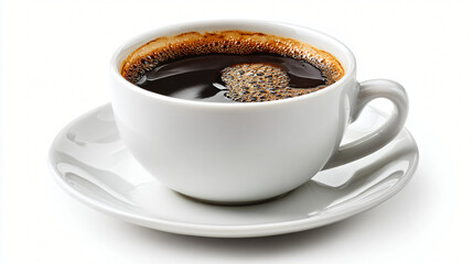Aromatic Coffee: A steaming cup of freshly brewed coffee, rich and inviting, rests gracefully on a pristine saucer, offering a sensory delight of aroma and flavor.