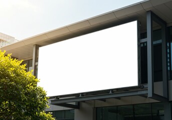 Billboard mockup on modern building for advertising and signage outdoor promotion