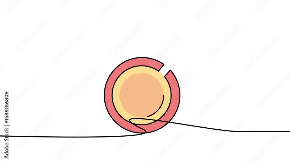 Poster animation of a single line drawing of a target. continuous contour movement of a target. continuous 