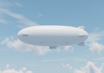 Airship zepplin floating above clouds clear sky