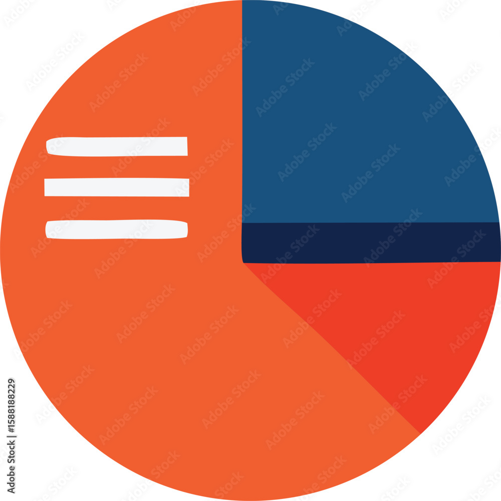 Poster abstract circular graphic with three distinct sections and three white horizontal lines on the large