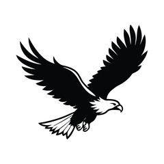 eagle silhouette flying predatory bird vector art