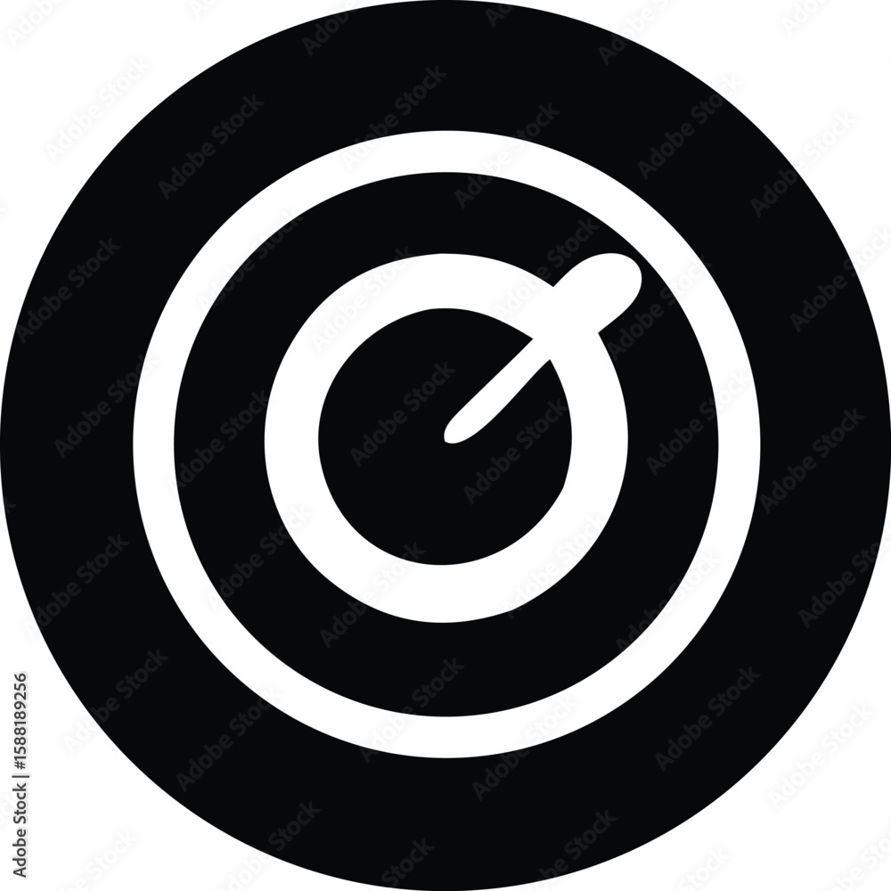 Poster abstract minimalist black and white circular design featuring concentric rings and a pointer suggest