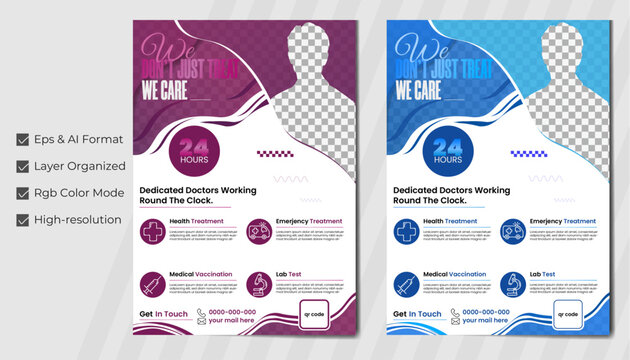 unique and modern medical flyer design template, creative flyer design, luxury flyer design template, health care flyer design template