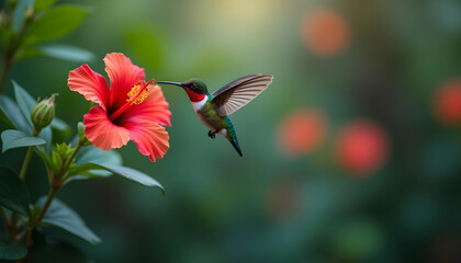 Naklejka premium hummingbird and flower