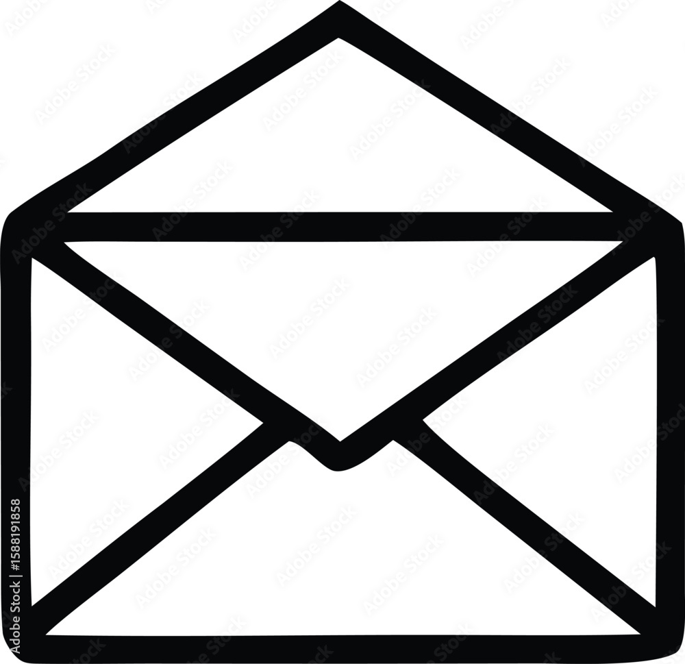 Poster a simple black outline drawing of an open envelope with a triangular flap ready to be sealed